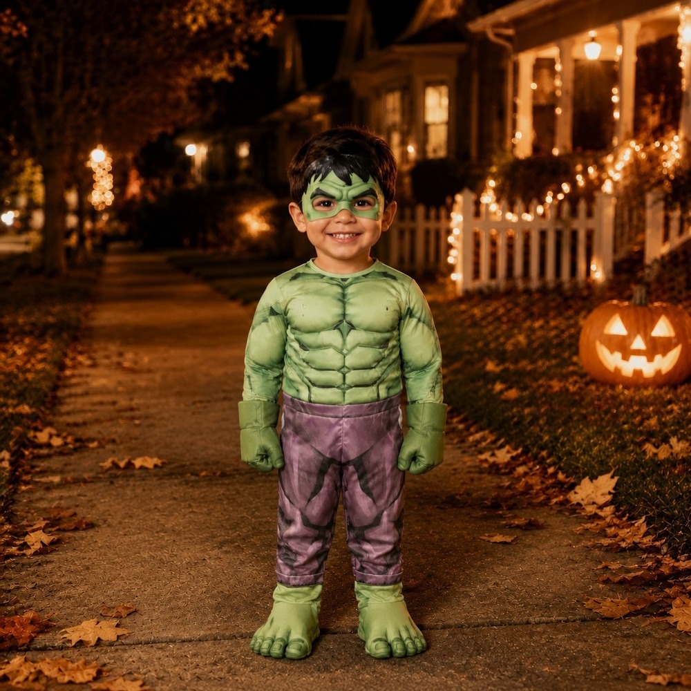 Hulk Costume Toddler 3T 4T Marvel Avengers Padded Muscle Rubies Mask Hands New